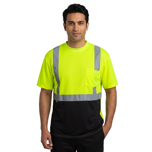 T-shirts unisexes haute visibilité à manches courtes 2026 – Vêtements de travail robustes en polyester avec bandes réfléchissantes – Vêtements de sécurité STJ5001 - Product Image 1