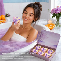 Coffret de bombes de bain personnalisées à l'extrait d'orange douce, 6 pièces, 80g, faites à la main, botaniques, hydratantes, adoucissantes, aromatiques, boîte cadeau, étiquette OEM