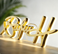 Letrero de Metal con Retroiluminación LED 3D Personalizado, Logotipo Iluminado de Acero Inoxidable Dorado para Vestíbulo de Hotel, Oficina y Marca Comercial
