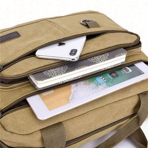 Sac à bandoulière en toile de haute qualité, petit sac à outils, multi-poches, kaki, sac messager pour homme - Product Image 5