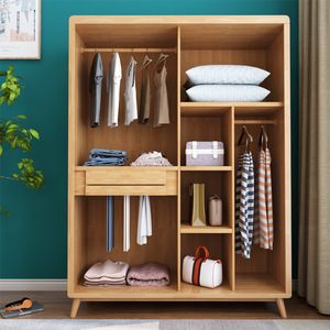 Nordic <b>Solid</b> <b>Wood</b> <b>Wardrobe</b> Sliding Door 20747523668 Easy Assemble Bedroom Storage Children Adults Elderly - Product Image 2