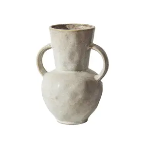 Bình Gốm Thiết Kế Thanh Lịch Có 2 Tay Cầm Bình Hoa Đồ Đá Cổ Điển Bình Hoa Amphora Đường Kính Lớn Trang Trí Nghệ Thuật Thủ Công