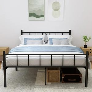 Base letto moderna in metallo con piattaforma, contenitore da 14 pollici, pieghevole, con doghe in acciaio, supporto per materasso, non necessita di rete a molle, singolo - Product Image 2