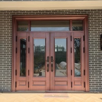 Porte d'entrée moderne à double battant en alliage de zinc et verre pour maison auto-construite