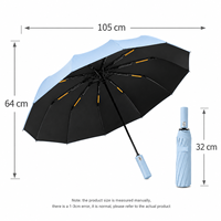 Parapluie automatique compact personnalisé de 23 pouces, 12 baleines en fibre de verre, anti-tempête, résistant au vent 10 m/s, UPF50, en pongée 210T