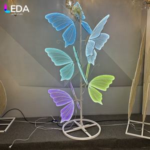 LEDA encantador LED mariposa soporte fiesta ACCESORIOS 4 cabeza ajustable amarillo Rosa Blanco mariposa luz para decoración de boda - Product Image 6