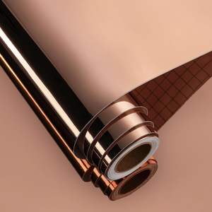 ORON DECO Papel Adhesivo Metálico Color Oro Rosa, Rollo de Papel de Contacto <span class=keywords><strong>Autoadhesivo</strong></span>, Película para Ventanas con Efecto Espejo, Papel Tapiz para Decoración de Cocina - Product Image 1