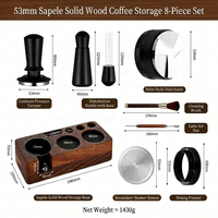 Kingze Set Stasiun Tamping Espresso 8-in-1 Logo Kustom, Organizer Kopi Kayu Solid Universal Cocok untuk 51/53/58mm