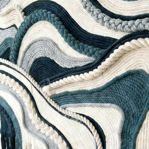 Décoration en macramé, art mural tissé à dégradé de vagues océaniques pour les intérieurs minimalistes côtiers - Product Image 3