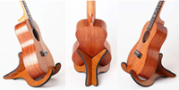 Wooden Ukelele Stand Holder Musical Instrument Stand Concert Portable Wood Stand for Small Guitar, Violin, Banjo (Brown)