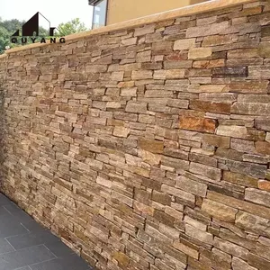 QUYANG Outdoor Building Decoration Natural Marble Dry Stack Slate Culture Stone Cladding House Exterior Wall Veneer