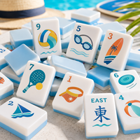 Jeu de Mahjong flottant bleu clair portable en EVA pour piscine, plage, resort, jeux nautiques unisexes, tuiles de jeu aquatiques