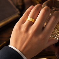 Cincin Titanium Baja Poles Premium JLM dengan Simbol 'Fu' Pembawa Keberuntungan untuk Pasangan, Perhiasan Cincin Pernikahan yang Serasi