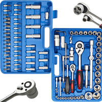 Kit de herramientas manuales de acero al cromo vanadio, 94 Uds., llave de tubo de trinquete métrica, reparaciones mecánicas automotrices, juego de herramientas duraderas