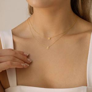 Fashion Letter Necklace Custom Gold Charms Shiny Cz Stainless Steel Mixed <b>Initial</b> 26 Letter Alphabet Pendants Necklace for Women - Product Image 1