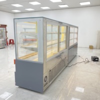 Vitrine Réfrigérée Commerciale Double Température pour Boulangerie, avec Éclairage LED, Verre Trempé, pour Gâteaux, Sandwichs et Produits de Boulangerie, en Acier Inoxydable