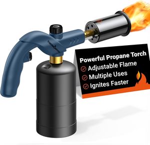 Encendedor de Antorcha de Propano con Llama Ajustable y Bloqueo de Seguridad, Potente Antorcha de Cocina para Asar Carnes, BBQ, Bricolaje, Portátil de Aluminio - Product Image 1