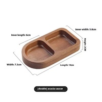 Plat à collation en bois d'acacia à trois compartiments plat en PC solide jetable pour marmite sauce barbecue assaisonnement divisé
