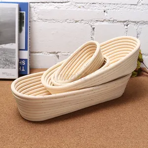 Handmade Round Oval Natural Rattan Wicker Material Bread Proofing Basket Set With Liner