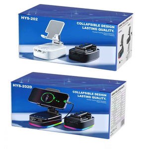 Haut-parleur sans fil multifonctionnel <span class=keywords><strong>pour</strong></span> ordinateur de bureau et téléphone portable, avec support de téléphone LED rotatif et pliable, couleur unie – Vente chaude - Product Image 6