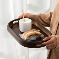 Plateau de service ovale jetable en bambou personnalisé avec logo pour soupe, thé et café – Vente en gros