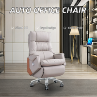 Chaise de bureau exécutive à dossier haut automatique au design moderne Caractéristiques ergonomiques Chaise de bureau d'ordinateur Repose-pieds Roues Caractéristique de massage