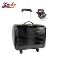 Valise de Maquillage Professionnelle en PU, Trolley de Rangement à Roulettes pour Maquilleurs, Organisateur de Cosmétiques de Voyage