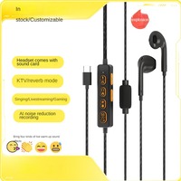 Écouteurs filaires de streaming en direct Type C avec six boutons de commande sur le câble, microphone externe intégré pour karaoké, enregistrement, jeux et diffusion en direct