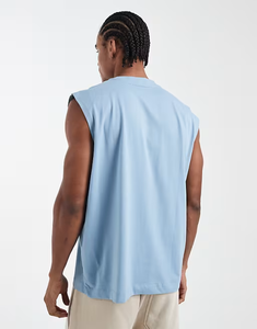 <span class=keywords><strong>Camiseta</strong></span> sin mangas de cuello redondo, corte holgado, 100% algodón, para gimnasio y fitness, de peso pesado, extragrande, estilo crop, en <span class=keywords><strong>azul</strong></span> <span class=keywords><strong>claro</strong></span>. - Product Image 2