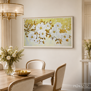 Vietnam Wholesale Gold Leaf Floral Wall Art Luxury Handmade Decorative <b>Painting</b> OEM ODM Service Model M2412-12 - Product Image 3