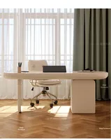 Bureau en forme de L de style crème français 1.8m ensemble de bureau et chaise d'ordinateur avec 2 tiroirs bureau en bois moderne