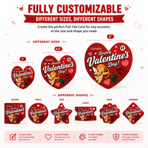 Billets à déchirer personnalisés de haute qualité avec logo, à fenêtre unique et languette en forme de cœur, sur le thème de la Saint-Valentin, pour cartes à prix à déchirer - Product Image 4