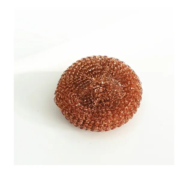 Eco-friendly household copper scrubber plated stainless steel wire scourer scrubber cleaning ball for kitchen cleaning