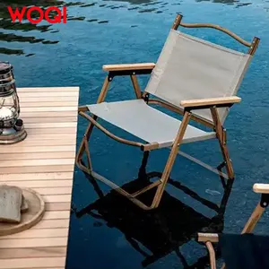 كرسي للتخييم بإطار من الألومنيوم خفيف الوزن ويمكن طيه عال الظهر ومزود بمسند للذراع من الخشب بسعر الجملة من مصنع ووكي WOQI