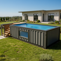 Piscine pour enfants de luxe de 8 pieds (2 m) avec mini spa chauffé, jacuzzi à eau chaude, cascade, mosaïque, débordement, en fibre de verre