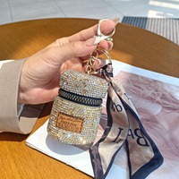 Sac rouge à lèvres en cuir de luxe breloque sac à main porte-clés porte-monnaie portefeuille porte-clés Mini sac étui à breloques avec porte-clés