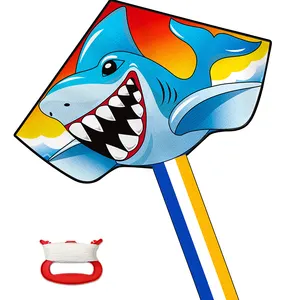 广东供应商热销豪华户外儿童玩具，批发定制便携简易大鲨鱼风筝放飞