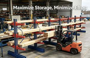 Steel Cantilever Rack Single Sided <b>Adjustable</b> Hot-Dip Galvanized for Wood Storage - Product Image 2
