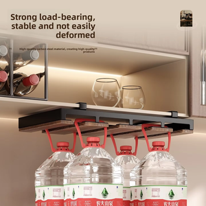 Étagère Suspendue Haut de Gamme en Noyer Vintage pour Verres à Vin Rouge Design Luxe Léger pour la Maison - Product Image 5