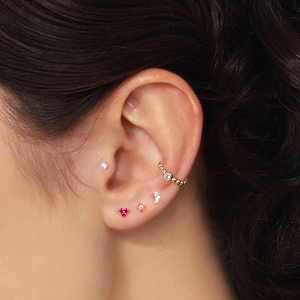 ต่างหูเงินแท้ S925 รูปดาวห้าแฉกประดับเพชรซิร์คอน แบบเกลียว 16G หัวแบน - Product Image 6