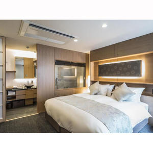 Ensemble de meubles de chambre d'hôtel commercial minimaliste moderne, placage de bois personnalisé, <span class=keywords><strong>suite</strong></span> d'accueil pour projet de luxe - Product Image 1