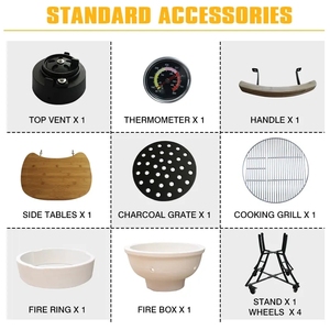 Barbecue au charbon de bois Kamado professionnel Auplex Luxurious Premium de 21 pouces, chariot en acier inoxydable, surface antiadhésive, design sans fumée pour - Product Image 4