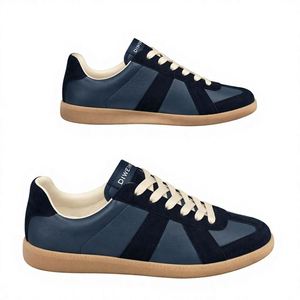 Chaussures de luxe pour hommes et femmes, chaussures de marche en cuir suédé bleu marine de haute qualité, baskets rétro GAT, nouveauté - Product Image 1