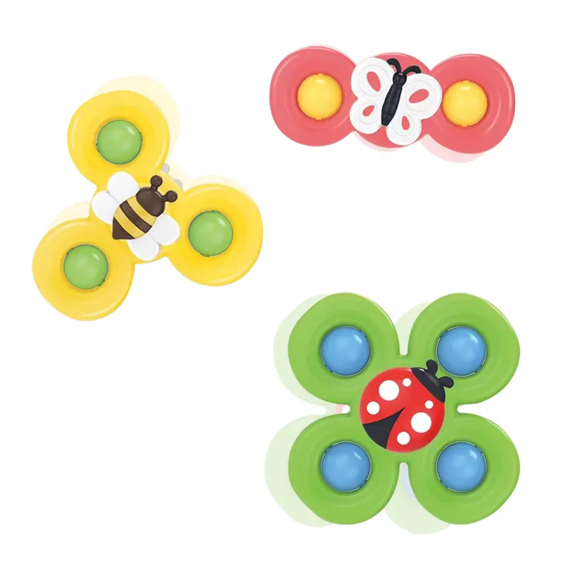 2022 Hot Selling Suction Cup Spinner Toys 3 Pcs Spinning Baby Bath Toys Toddlers Sensory Toys