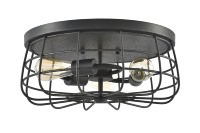 Lustre LED moderne à 3 lumières en forme de cage, vente directe usine Huicai, étanche IP66, pour extérieur, en métal, avec interrupteur, semi-plafonnier DIY