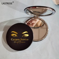 Miroir de Maquillage Compact Pliant Double Face en Cuir PU, Format Mini, Portable, de Voyage, Cadeau, en Forme de Cœur, pour Marque Privée