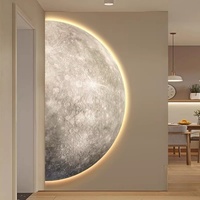 Art mural planétaire minimaliste moderne de luxe, peinture lumineuse LED, impression sur porcelaine cristalline, décoration intérieure