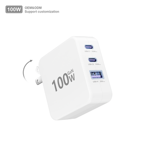 Sạc nhanh GaN 100W 3 cổng USB C USB A cho MacBook Laptop iPhone 15 Samsung, đầu cắm gập được, hỗ trợ PD QC, làm mát bằng graphene, OEM ODM - Product Image 1