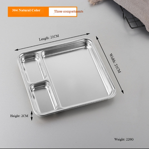 Stainless Steel Buffet <strong>Plate</strong> <strong>Rectangular</strong> Divided <strong>Plates</strong> Tray 3 Sections Dinner <strong>Plates</strong> Unbreakable Campers Reusable <strong>Plate</strong> - Product Image 5