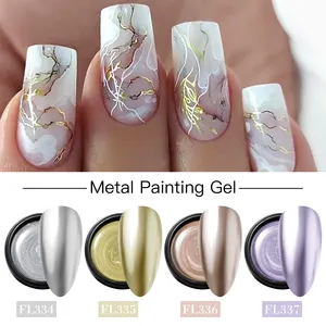 Ensemble de vernis à ongles en gel métallique 2/3 pièces, or et argent, fournitures de nail art DIY, vernis <span class=keywords><strong>semi</strong></span>-<span class=keywords><strong>permanent</strong></span> UV/LED, design de <span class=keywords><strong>manucure</strong></span> en gel - Product Image 2